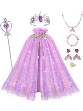Purple Sparkle Princess Cape with Tiara & Accessories